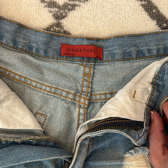 Asos High Waist Distressed Denim Shorts Sz S Color: Mid Wash Blue - Picture 3 of 3